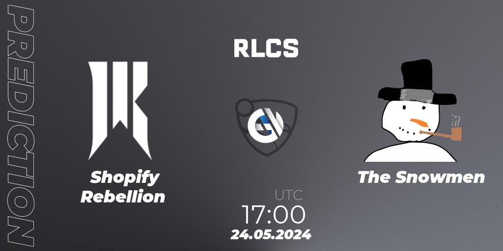 Shopify Rebellion contre The Snowmen : prédiction de match. 24.05.2024 at 17:00. Rocket League, RLCS 2024 - Major 2: NA Open Qualifier 6