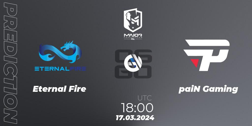 Eternal Fire contre paiN Gaming : prédiction de match. 17.03.24. CS2 (CS:GO), PGL CS2 Major Copenhagen 2024 Challengers Stage