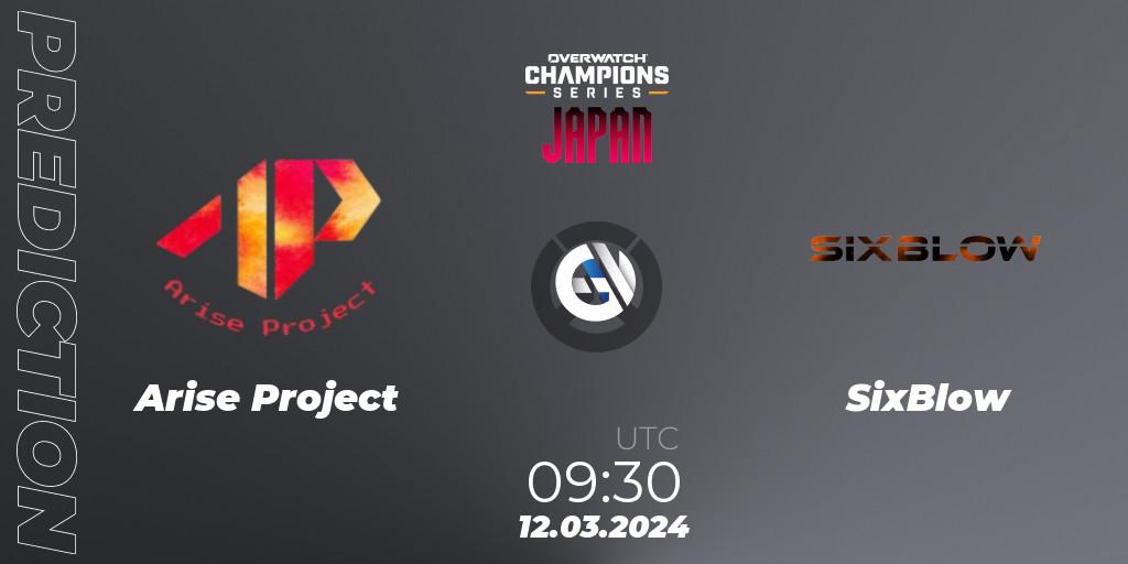 Arise Project contre SixBlow : prédiction de match. 12.03.2024 at 10:30. Overwatch, Overwatch Champions Series 2024 - Stage 1 Japan