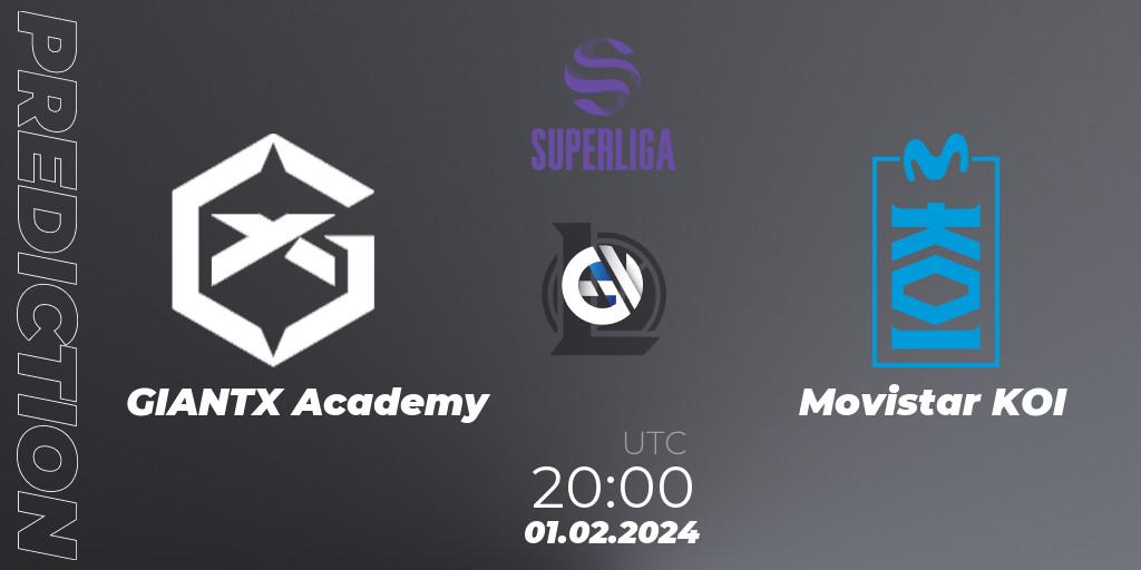 GIANTX Academy contre Movistar KOI : prédiction de match. 01.02.2024 at 20:00. LoL, Superliga Spring 2024 - Group Stage