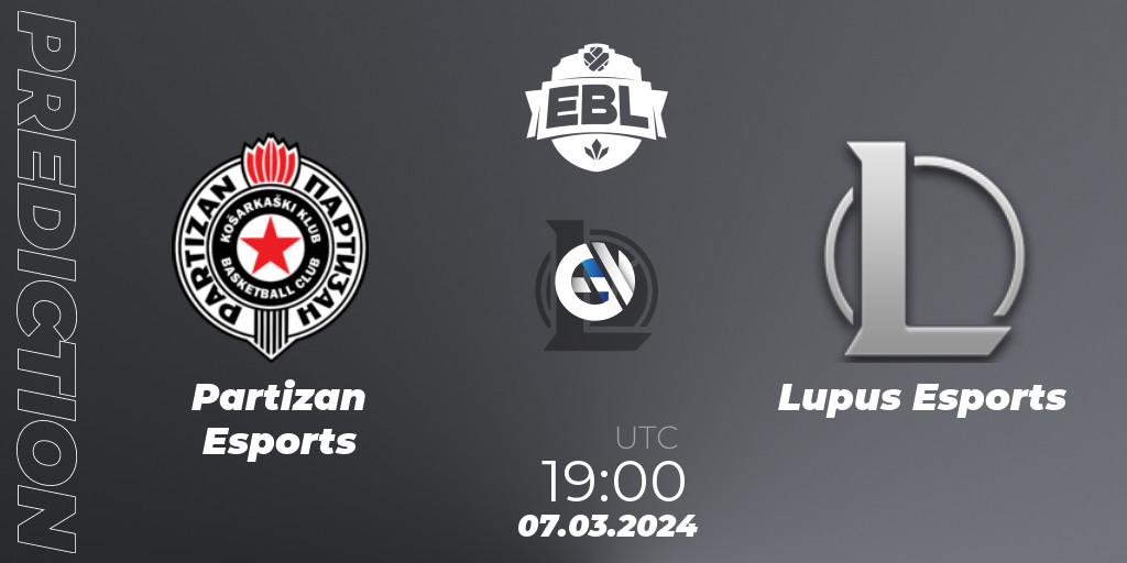 Partizan Esports contre Lupus Esports : prédiction de match. 07.03.24. LoL, Esports Balkan League Season 14