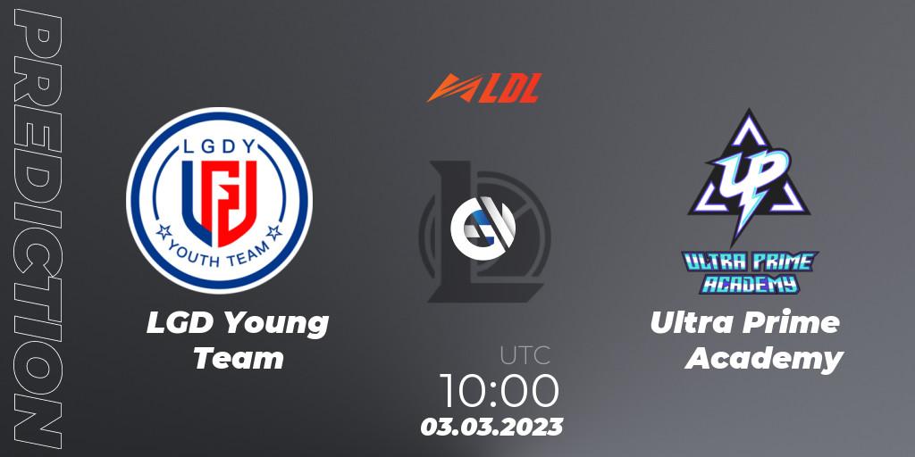 LGD Young Team contre Ultra Prime Academy : prédiction de match. 03.03.2023 at 10:20. LoL, LDL 2023 - Regular Season