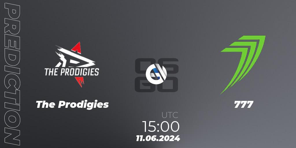 The Prodigies contre 777 : prédiction de match. 11.06.2024 at 15:00. Counter-Strike (CS2), CCT Season 2 European Series #6 Play-In