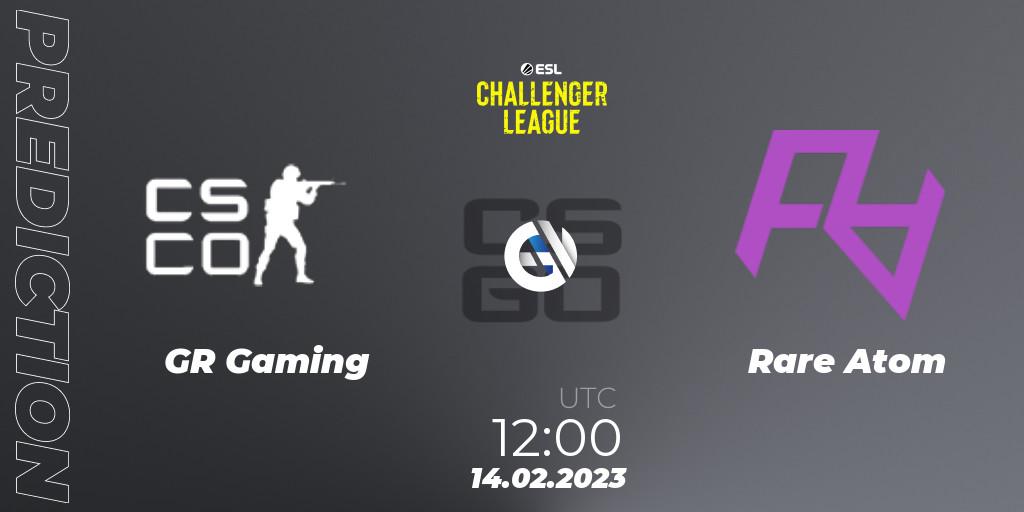 GR Gaming contre Rare Atom : prédiction de match. 14.02.2023 at 12:00. Counter-Strike (CS2), ESL Challenger League Season 44: Asia-Pacific