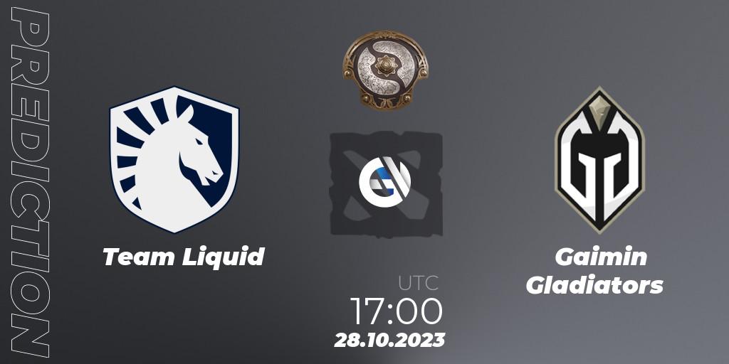 Team Liquid contre Gaimin Gladiators : prédiction de match. 28.10.23. Dota 2, The International 2023