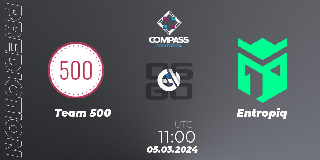 Team 500 contre Entropiq : prédiction de match. 05.03.24. CS2 (CS:GO), YaLLa Compass Spring 2024 Contenders
