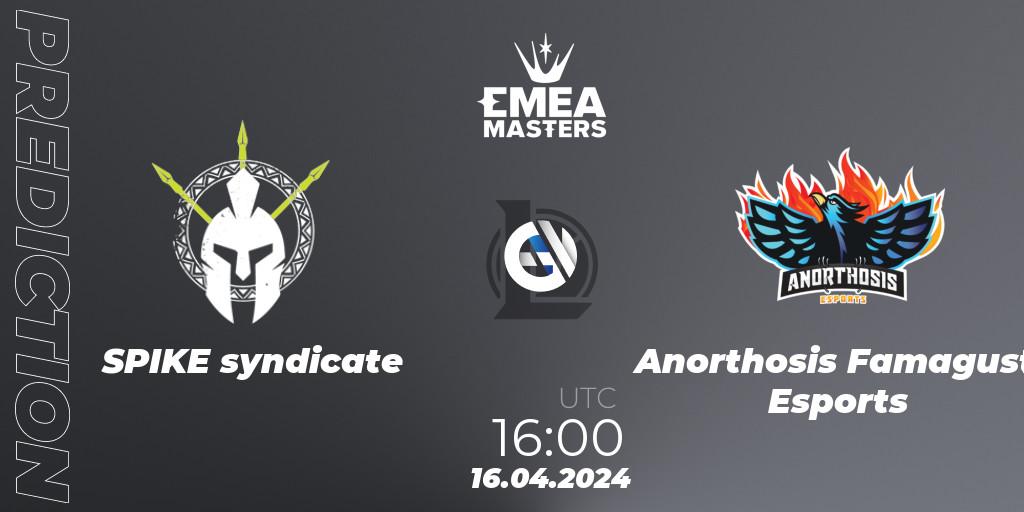 SPIKE syndicate contre Anorthosis Famagusta Esports : prédiction de match. 16.04.24. LoL, EMEA Masters Spring 2024 - Play-In