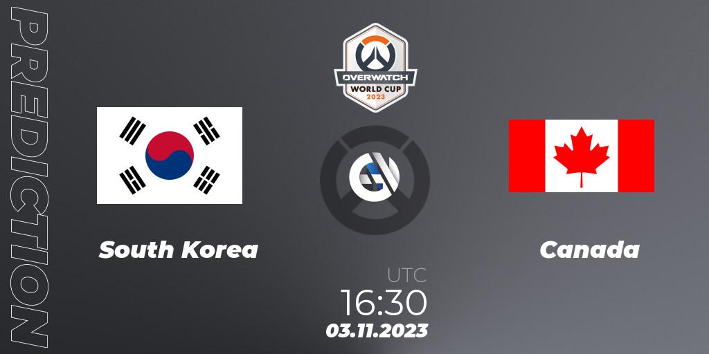 South Korea contre Canada : prédiction de match. 03.11.2023 at 16:15. Overwatch, Overwatch World Cup 2023