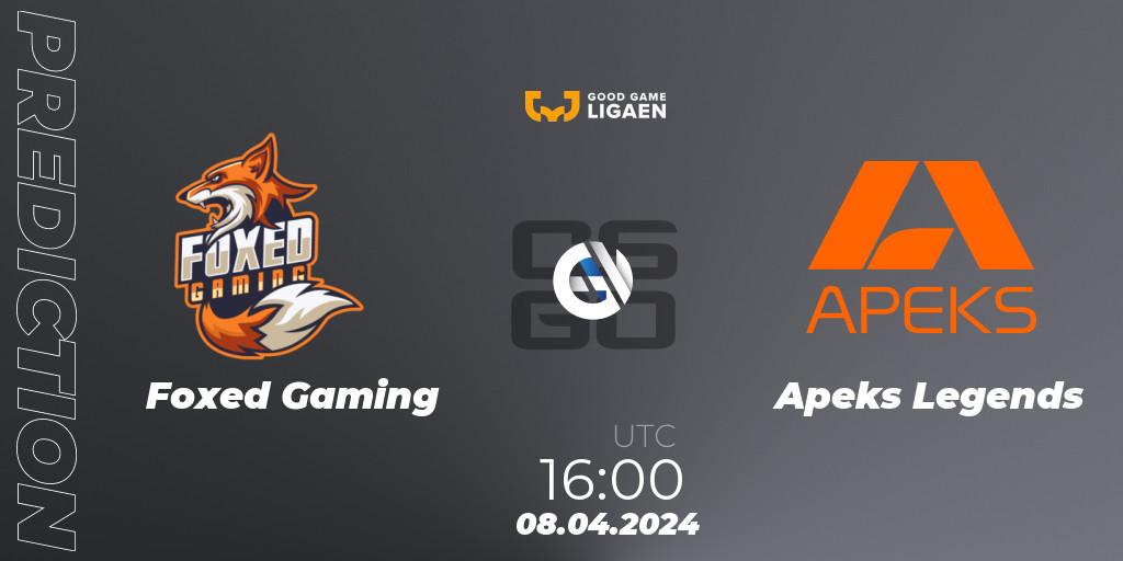 Foxed Gaming contre Apeks Legends : prédiction de match. 08.04.2024 at 16:00. Counter-Strike (CS2), Good Game-ligaen Spring 2024