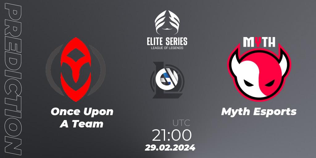 Once Upon A Team contre Myth Esports : prédiction de match. 29.02.2024 at 21:00. LoL, Elite Series Spring 2024