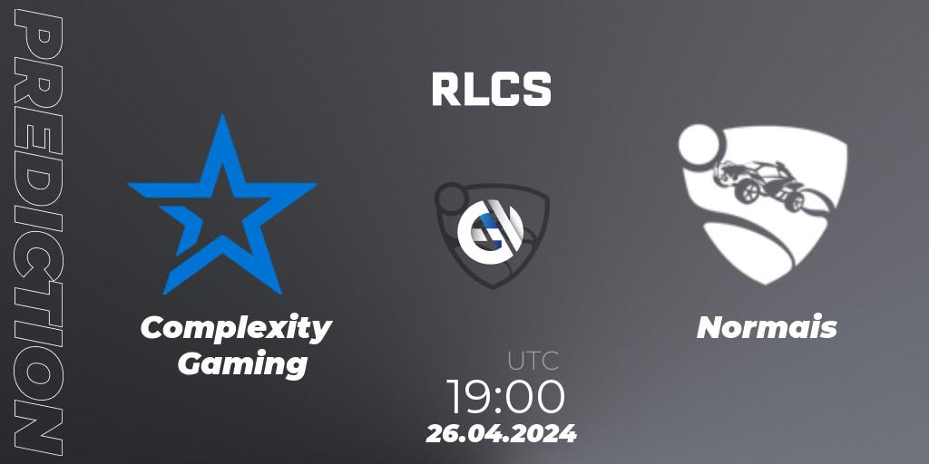 Complexity Gaming contre Normais : prédiction de match. 26.04.24. Rocket League, RLCS 2024 - Major 2: SAM Open Qualifier 4