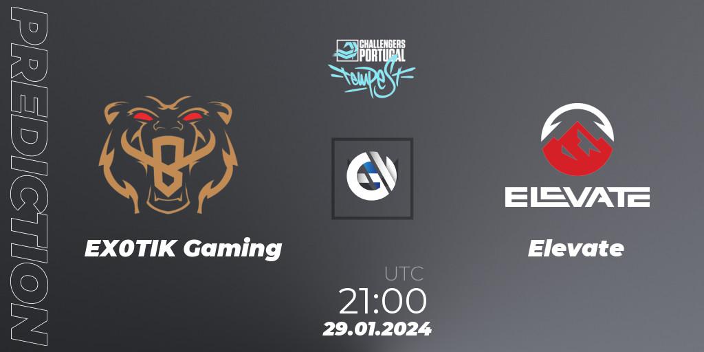 EX0TIK Gaming contre Elevate : prédiction de match. 29.01.2024 at 21:00. VALORANT, VALORANT Challengers 2024 Portugal: Tempest Split 1