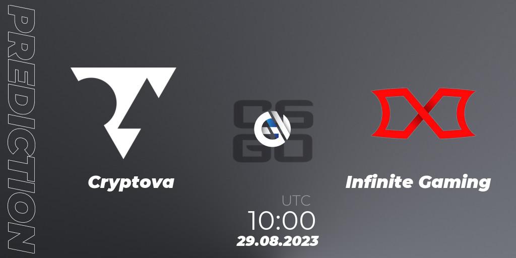 Cryptova contre Infinite Gaming : prédiction de match. 29.08.23. CS2 (CS:GO), OFK BGD Esports Series #1: Balkan Closed Qualifier
