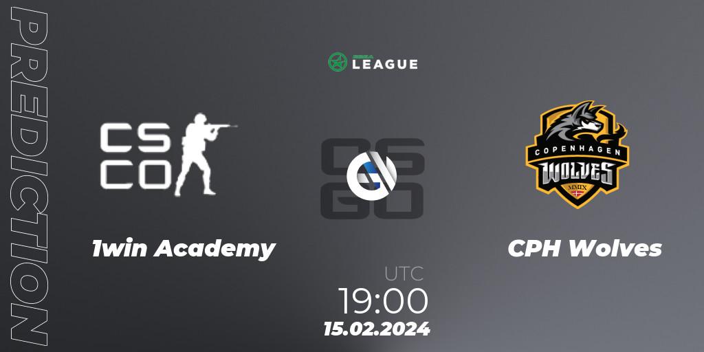 1win Academy contre CPH Wolves : prédiction de match. 15.02.2024 at 19:00. Counter-Strike (CS2), ESEA Season 48: Advanced Division - Europe