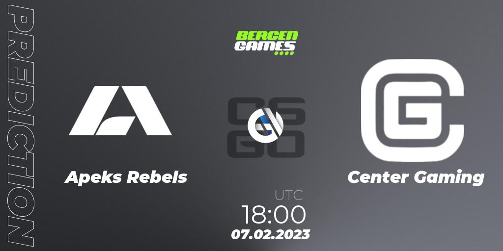 Apeks Rebels contre Center Gaming : prédiction de match. 07.02.23. CS2 (CS:GO), Bergen Games 2023: Online Stage