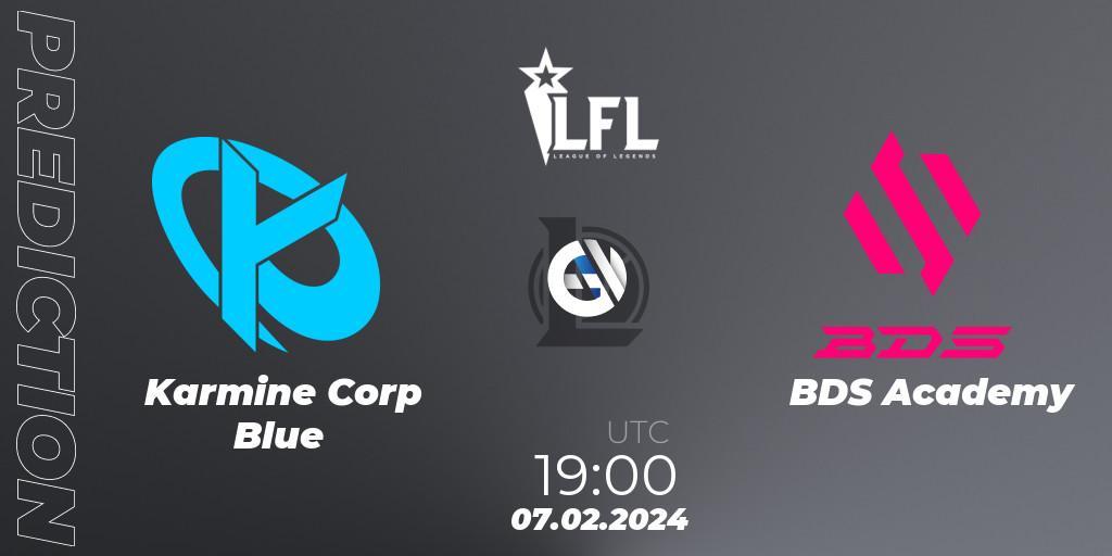 Karmine Corp Blue contre BDS Academy : prédiction de match. 07.02.2024 at 19:00. LoL, LFL Spring 2024