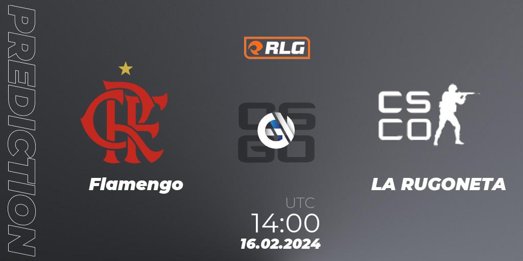Flamengo contre LA RUGONETA : prédiction de match. 16.02.2024 at 14:00. Counter-Strike (CS2), RES Latin American Series #1