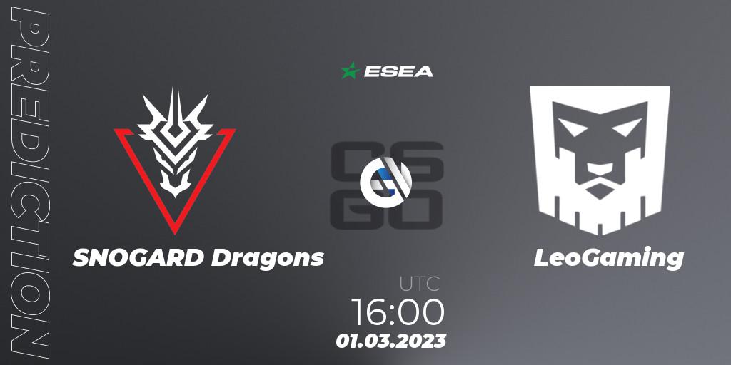 SNOGARD Dragons contre LeoGaming : prédiction de match. 01.03.23. CS2 (CS:GO), ESEA Season 44: Advanced Division - Europe