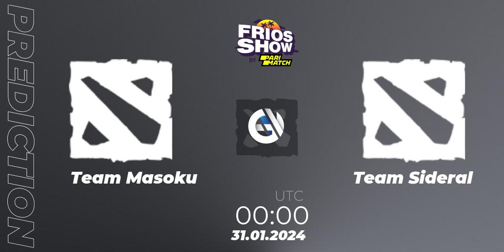 Team Masoku contre Team Sideral : prédiction de match. 31.01.2024 at 00:00. Dota 2, Frios Show 2