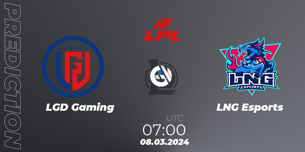LGD Gaming contre LNG Esports : prédiction de match. 08.03.24. LoL, LPL Spring 2024 - Group Stage