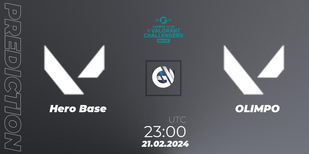 Hero Base contre OLIMPO : prédiction de match. 21.02.2024 at 23:00. VALORANT, VALORANT Challengers Brazil 2024: Split 1