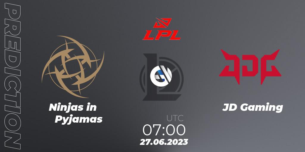 Ninjas in Pyjamas contre JD Gaming : prédiction de match. 27.06.2023 at 07:00. LoL, LPL Summer 2023 Regular Season