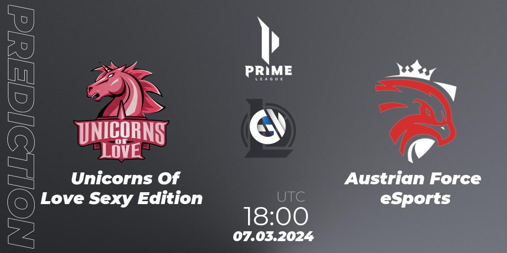 Unicorns Of Love Sexy Edition contre Austrian Force eSports : prédiction de match. 07.03.24. LoL, Prime League Spring 2024 - Group Stage