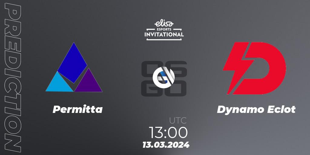 Permitta contre Dynamo Eclot : prédiction de match. 13.03.2024 at 13:00. Counter-Strike (CS2), Elisa Invitational Spring 2024 Contenders
