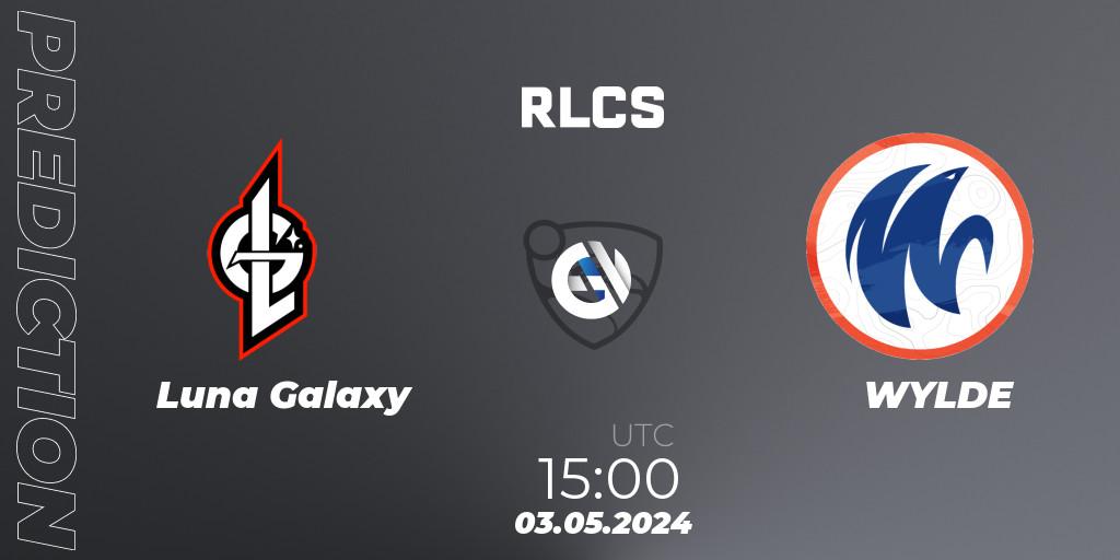 Luna Galaxy contre WYLDE : prédiction de match. 03.05.2024 at 15:00. Rocket League, RLCS 2024 - Major 2: EU Open Qualifier 4