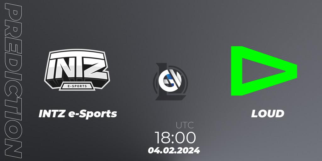 INTZ e-Sports contre LOUD : prédiction de match. 04.02.2024 at 18:00. LoL, CBLOL Split 1 2024 - Group Stage