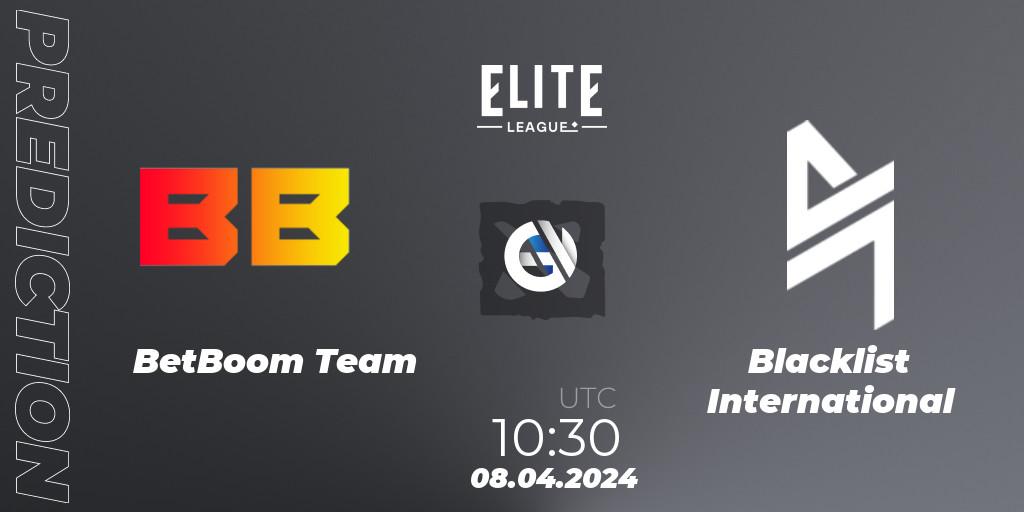 BetBoom Team contre Blacklist International : prédiction de match. 08.04.24. Dota 2, Elite League: Round-Robin Stage