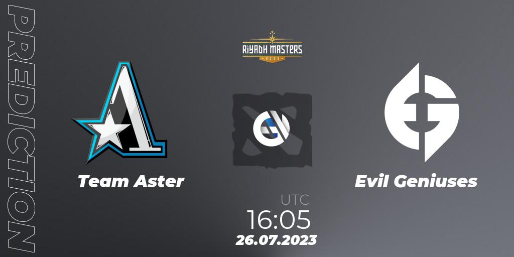 Team Aster contre Evil Geniuses : prédiction de match. 26.07.23. Dota 2, Riyadh Masters 2023