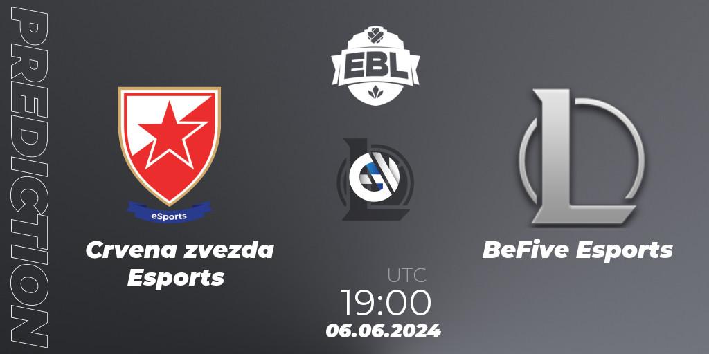 Crvena zvezda Esports contre BeFive Esports : prédiction de match. 06.06.2024 at 19:00. LoL, Esports Balkan League Season 15