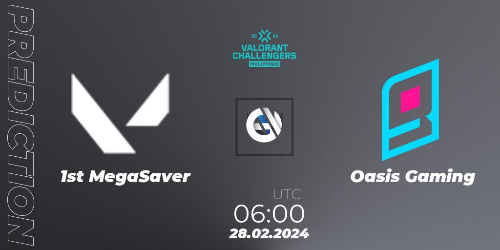 1st MegaSaver contre Oasis Gaming : prédiction de match. 28.02.24. VALORANT, VALORANT Challengers 2024 Philippines: Split 1