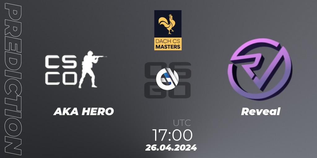 AKA HERO contre Reveal : prédiction de match. 20.05.2024 at 18:00. Counter-Strike (CS2), DACH CS Masters Season 1: Division 2