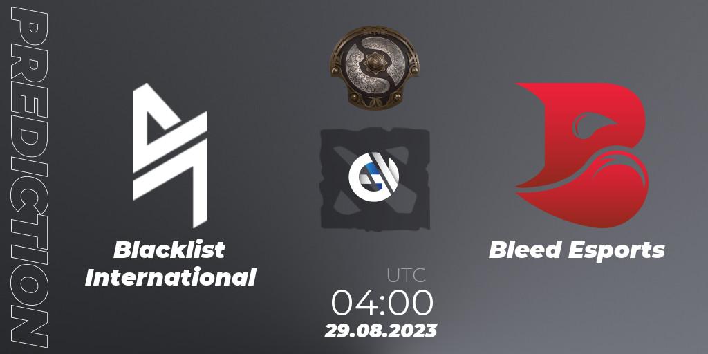 Blacklist International contre Bleed Esports : prédiction de match. 29.08.2023 at 04:57. Dota 2, The International 2023 - Southeast Asia Qualifier