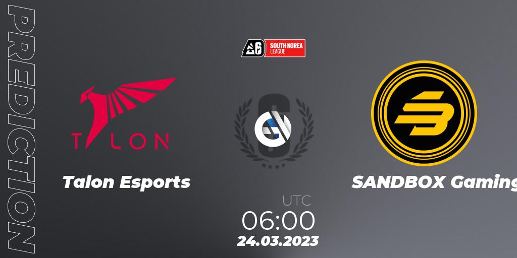 Talon Esports contre SANDBOX Gaming : prédiction de match. 24.03.23. Rainbow Six, South Korea League 2023 - Stage 1