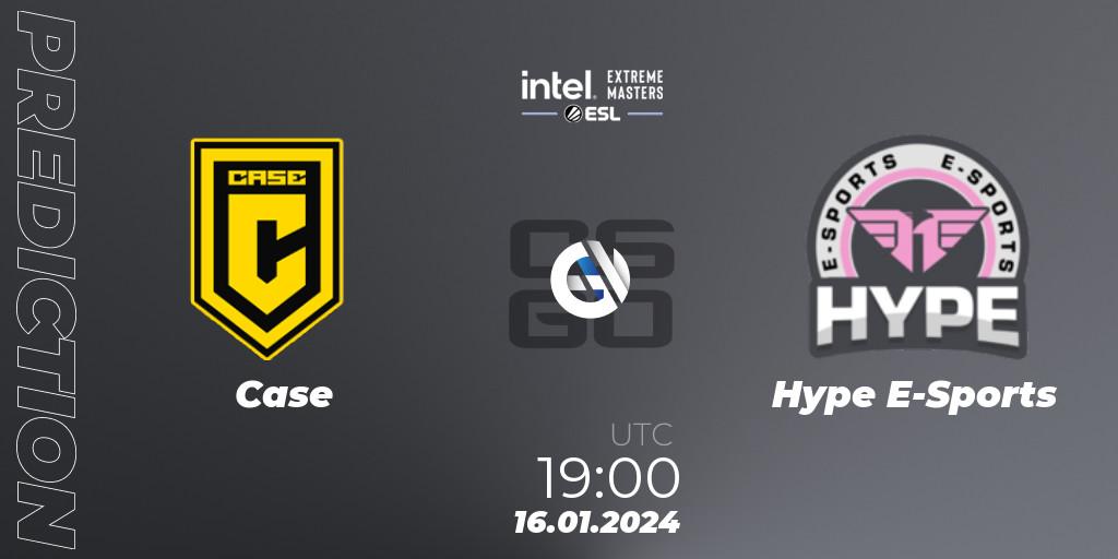 Case contre Hype E-Sports : prédiction de match. 16.01.2024 at 19:00. Counter-Strike (CS2), Intel Extreme Masters China 2024: South American Open Qualifier #2