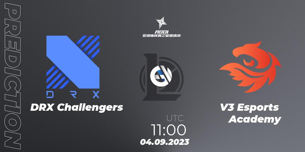 DRX Challengers contre V3 Esports Academy : prédiction de match. 04.09.2023 at 11:48. LoL, Asia Star Challengers Invitational 2023