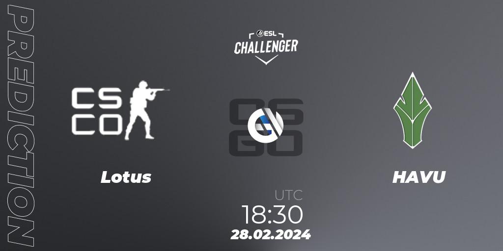 Lotus contre HAVU : prédiction de match. 28.02.24. CS2 (CS:GO), ESL Challenger #56: European Closed Qualifier