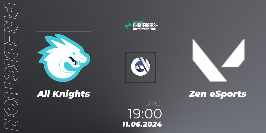 All Knights contre Zen eSports : prédiction de match. 11.06.2024 at 19:00. VALORANT, VALORANT Challengers 2024 LAS: Split 2