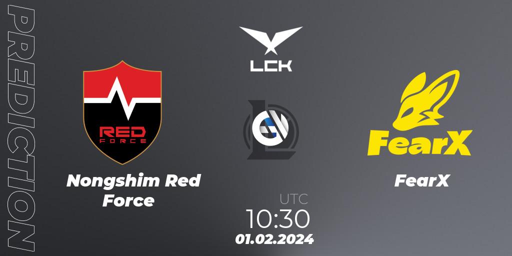 Nongshim Red Force contre FearX : prédiction de match. 01.02.2024 at 10:30. LoL, LCK Spring 2024 - Group Stage