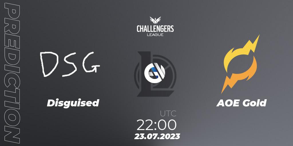 Disguised contre AOE Gold : prédiction de match. 23.07.2023 at 22:00. LoL, North American Challengers League 2023 Summer - Playoffs