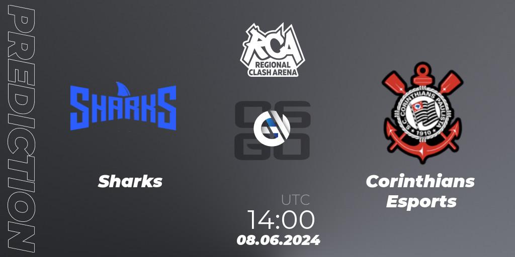Sharks contre Corinthians Esports : prédiction de match. 08.06.2024 at 14:00. Counter-Strike (CS2), Regional Clash Arena South America