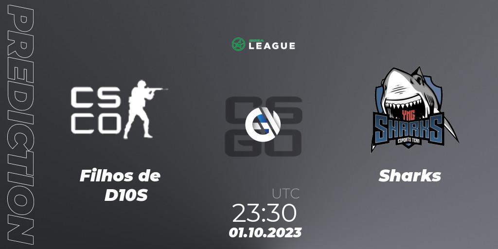 Filhos de D10S contre Sharks : prédiction de match. 01.10.2023 at 23:30. Counter-Strike (CS2), ESEA Season 46: Open Division - South America