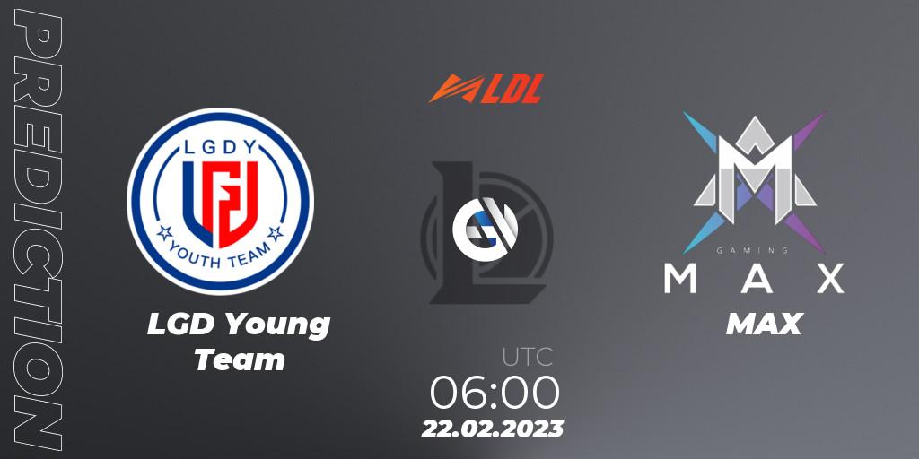 LGD Young Team contre MAX : prédiction de match. 22.02.2023 at 06:00. LoL, LDL 2023 - Regular Season