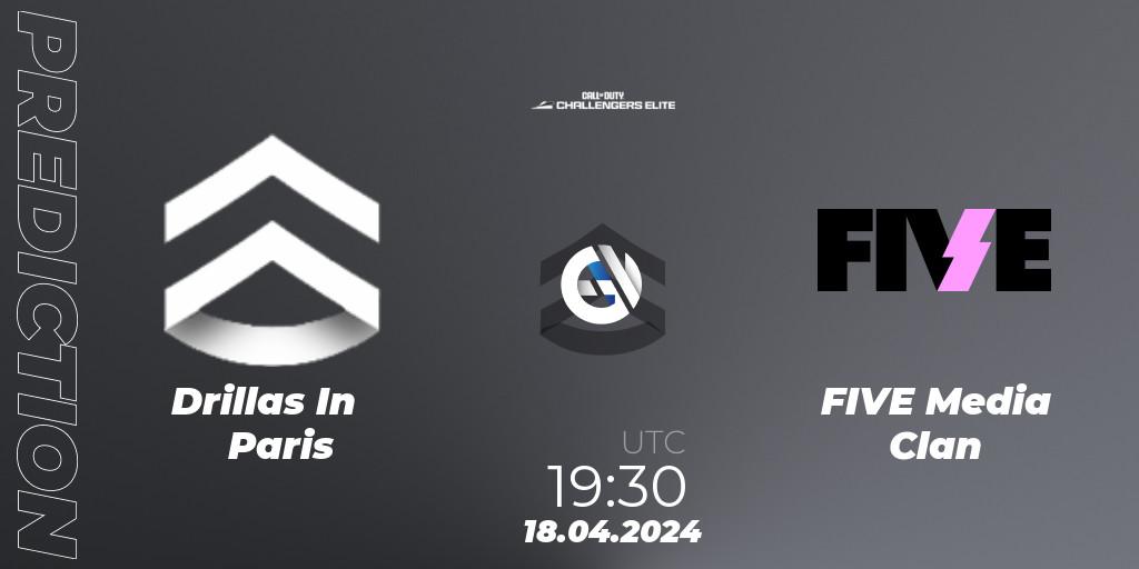 Drillas In Paris contre FIVE Media Clan : prédiction de match. 18.04.2024 at 19:30. Call of Duty, Call of Duty Challengers 2024 - Elite 2: EU