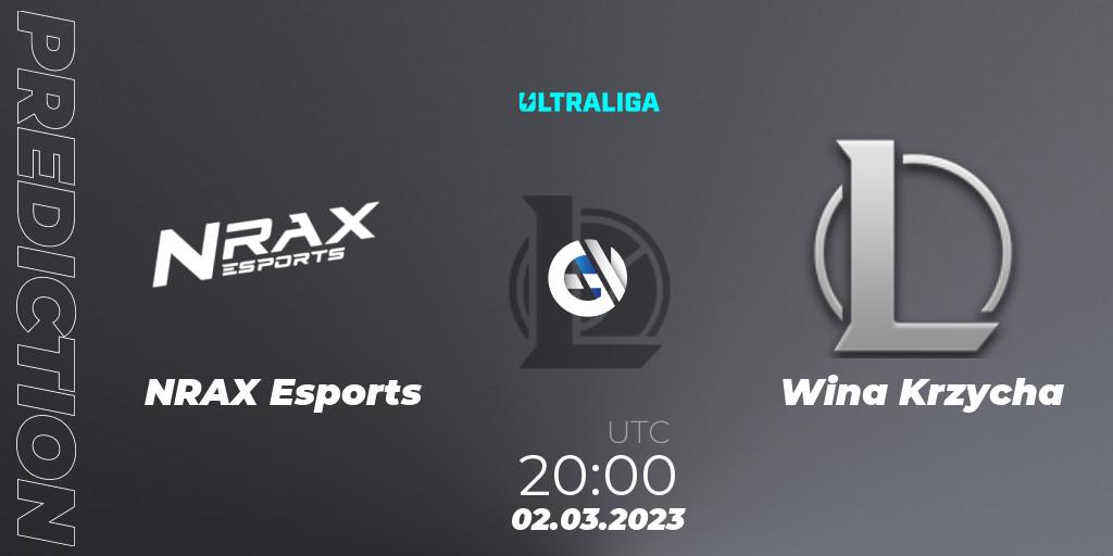 NRAX Esports contre Wina Krzycha : prédiction de match. 02.03.2023 at 20:00. LoL, Ultraliga 2nd Division Season 6