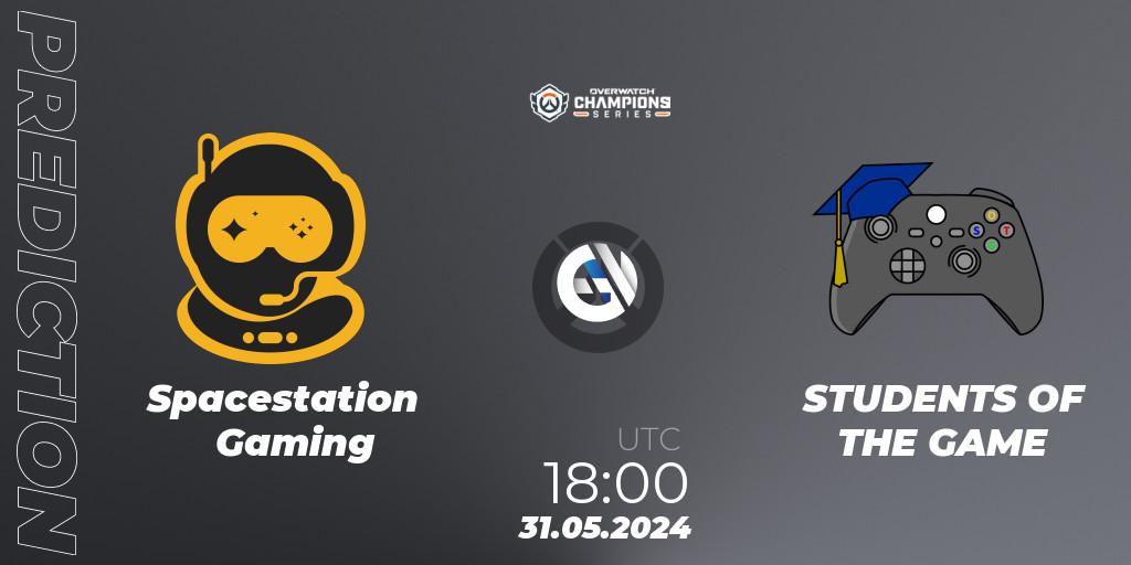 Spacestation Gaming contre STUDENTS OF THE GAME : prédiction de match. 31.05.2024 at 18:00. Overwatch, Overwatch Champions Series 2024 Major