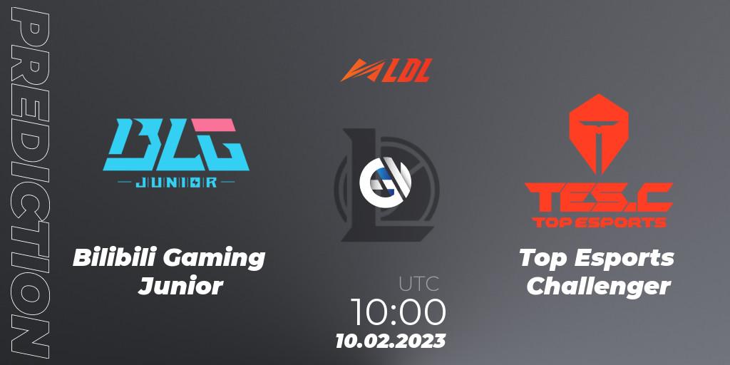 Bilibili Gaming Junior contre Top Esports Challenger : prédiction de match. 10.02.23. LoL, LDL 2023 - Swiss Stage